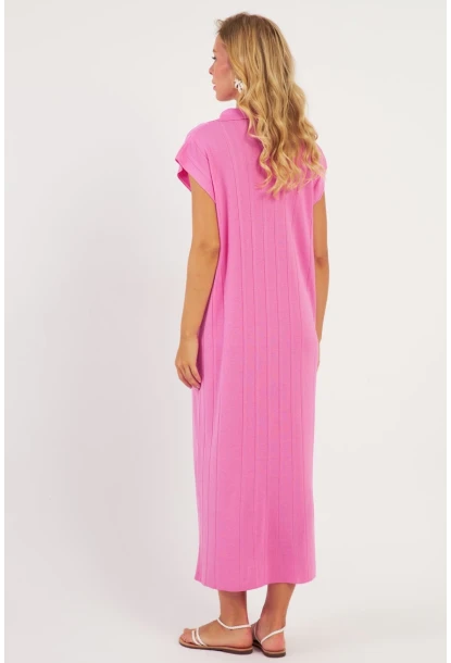Kadın Pembe Triko Midi Elbise KZ3238