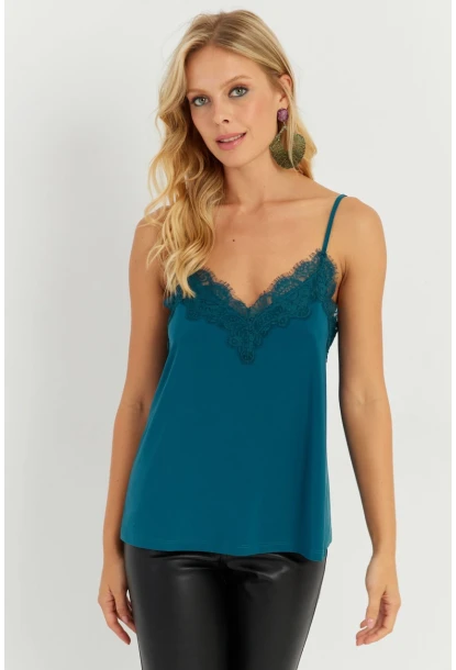 Kadın Petrol Dantel Detaylı Atlet AYD265