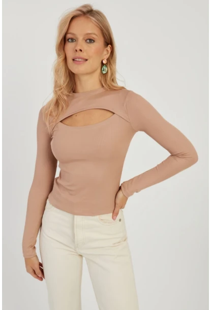 Kadın Pudra Pencereli Bluz LPP1256