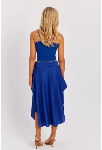 Kadın Saks Asimetrik Etek LV176