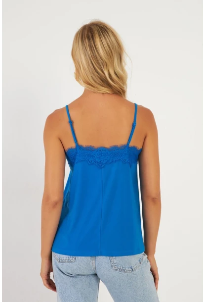 Kadın Saks Dantel Detaylı Atlet AYD265