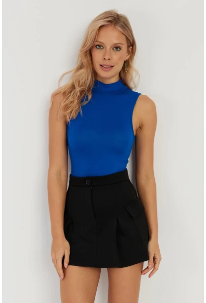 Kadın Saks Kolsuz Bluz LPP1260