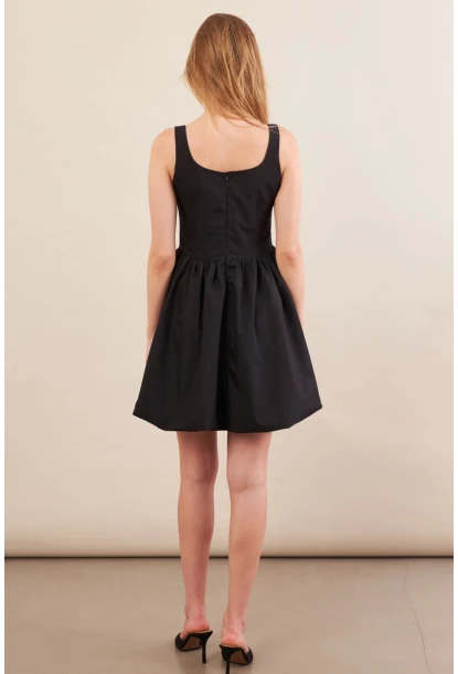 Kadın Siyah Askılı Mini Balon Elbise ERL105