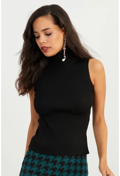 Kadın Siyah Balıkçı Bluz YV97