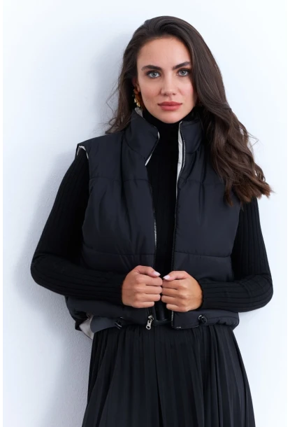 Kadın Siyah Balıkçı Yaka Triko Bluz MYV102-90