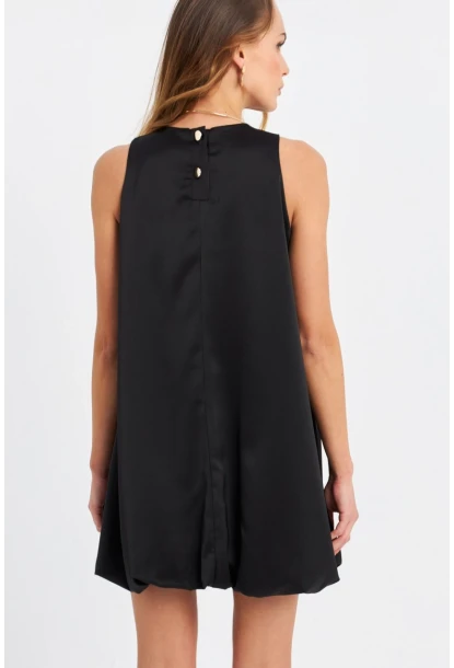 Kadın Siyah Balon Etekli Mini Elbise TW27