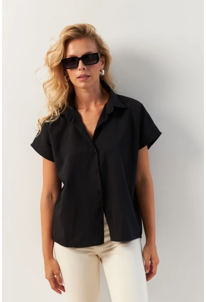 Kadın Siyah Basic Gömlek K982