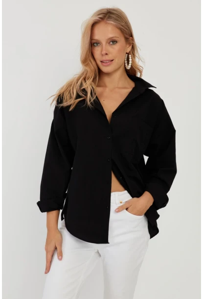 Kadın Siyah Basic Gömlek ZER403