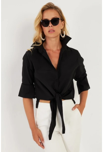 Kadın Siyah Basic Gömlek ZER409