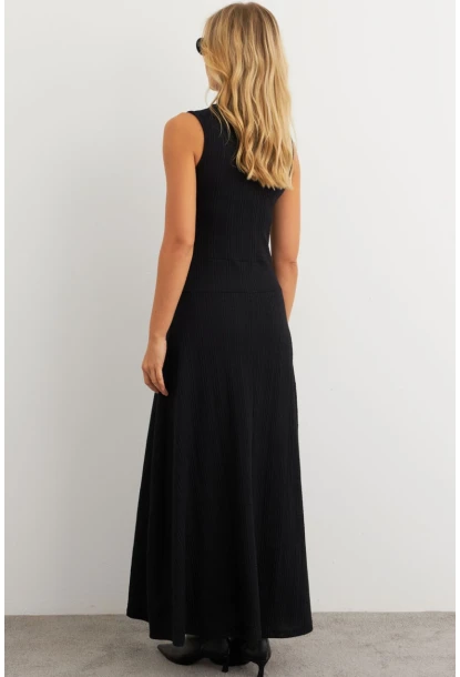 Kadın Siyah Basic Maxi Elbise MTF29