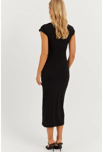 Kadın Siyah Basic Midi Elbise MEN2040