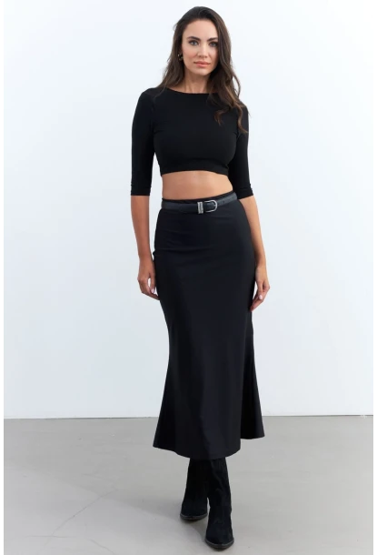 Kadın Siyah Beli Lastikli Etek FRY2235