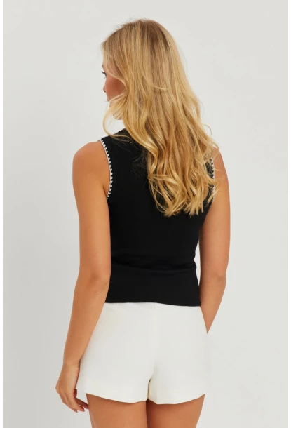Kadın Siyah Biyeli Kaşkorse Bluz AYD318