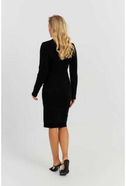 Kadın Siyah Bolerolu Triko Maxi Elbise YZ558