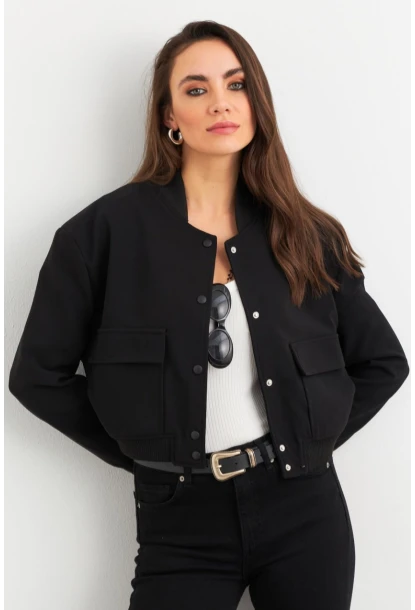 Kadın Siyah Bomber Ceket QRS8375