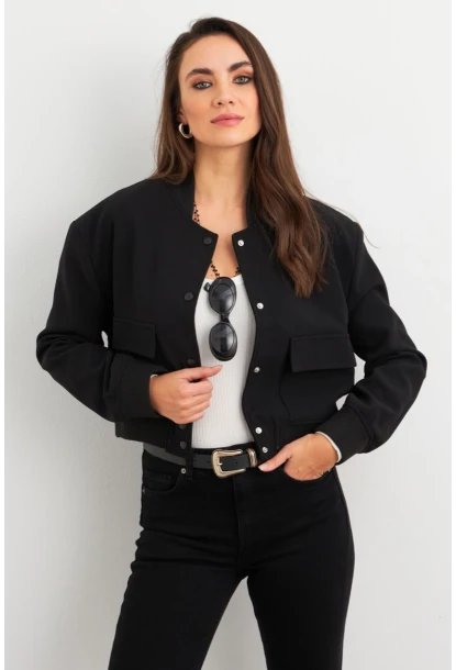 Kadın Siyah Bomber Ceket QRS8375