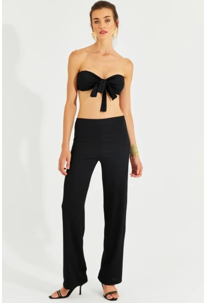 Kadın Siyah Büstiyerli Pantolon Takım YEL221225