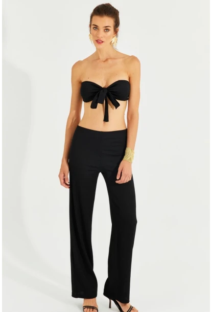 Kadın Siyah Büstiyerli Pantolon Takım YEL221225