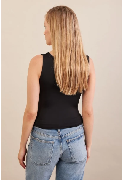 Kadın Siyah Büzgülü Bluz FLU325