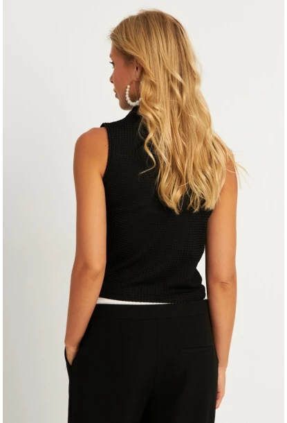 Kadın Siyah Büzğülü Bluz HC1452