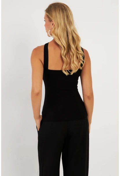 Kadın Siyah Çapraz Yaka Bluz EY2846