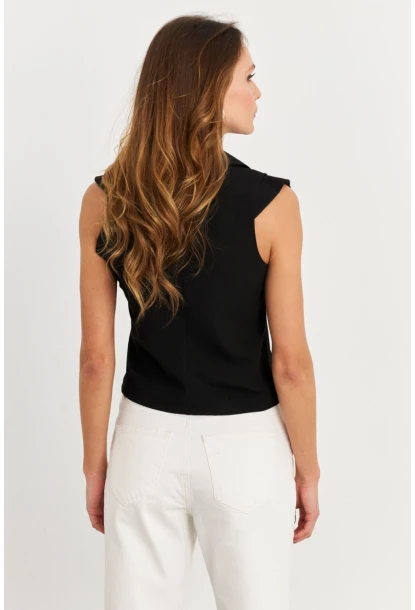 Kadın Siyah Çift Fermuarlı Bluz MOD2352