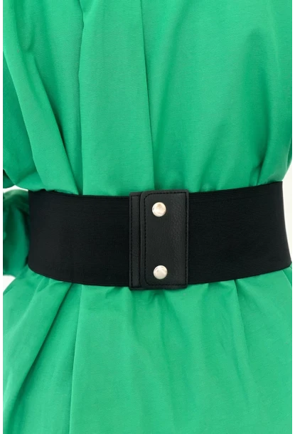 Kadın Siyah Çift Tokalı Lastikli Korse Kemer BE638