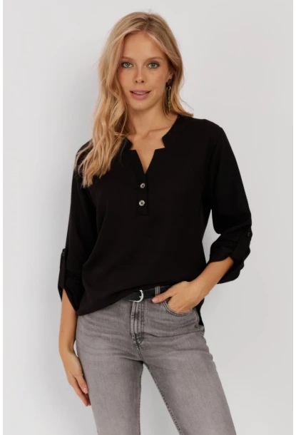 Kadın Siyah Düğmeli Bluz BR1320