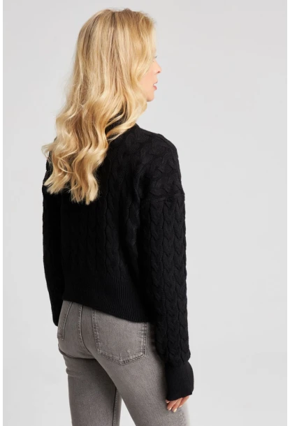 Kadın Siyah Eldivenli Triko Kazak MMİW1318