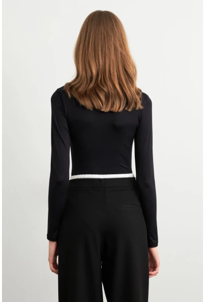 Kadın Siyah Fermuarlı Basic Body CY353