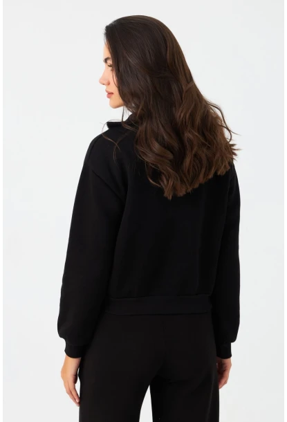 Kadın Siyah Fermuarlı Sweatshirt DY1463