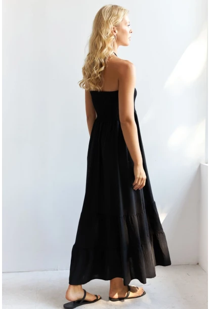 Kadın Siyah Gipeli Midi Elbise SF12813