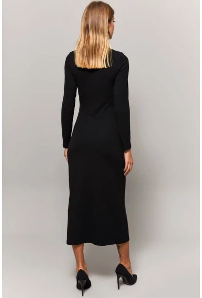 Kadın Siyah Gömlek Yaka Pencereli Elbise Yİ1957