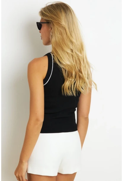 Kadın Siyah Halter Yaka Kaşkorse Bluz AYD326