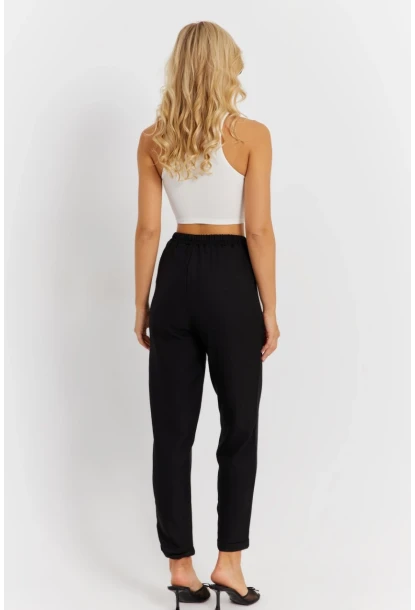 Kadın Siyah Keten Pantolon DMR340