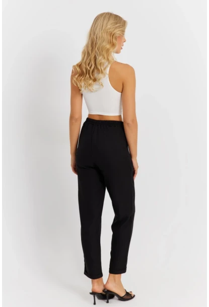 Kadın Siyah Keten Pantolon DMR340