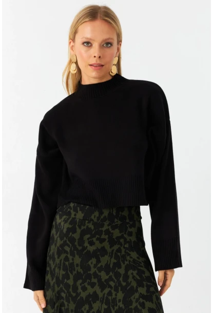 Kadın Siyah Kısa Kazak MYİL559