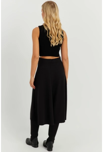 Kadın Siyah Kloş Midi Etek LV173