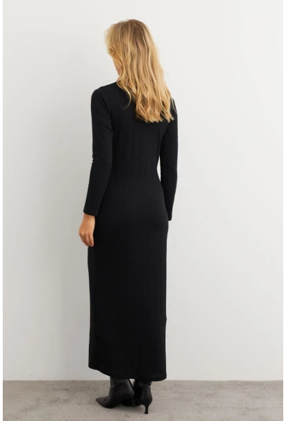 Kadın Siyah Kruvaze Maxi Elbise MTF31