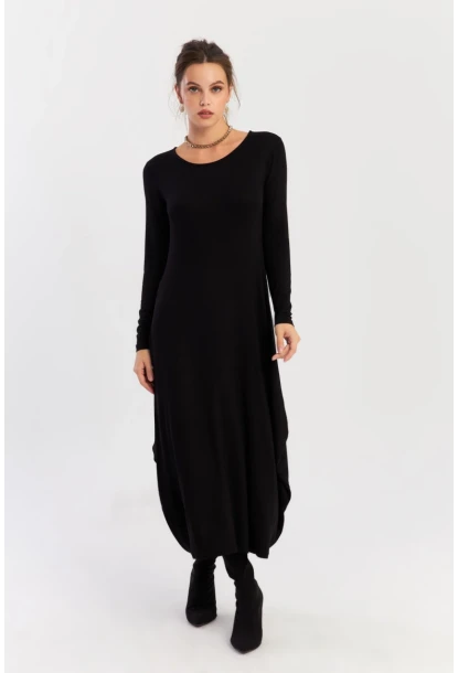 Kadın Siyah Midi Elbise LPP1272