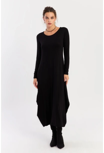 Kadın Siyah Midi Elbise LPP1272