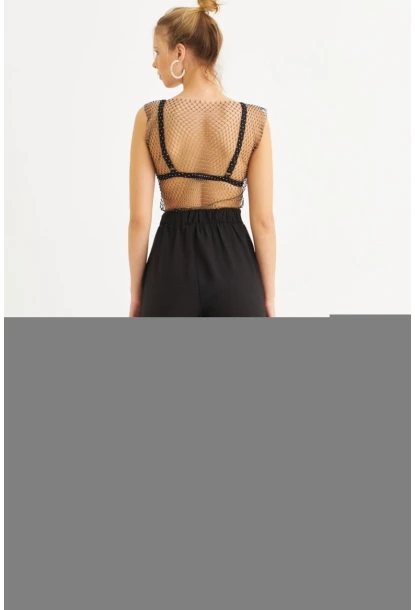 Kadın Siyah Muslin Cepli Pantolon RSP5003