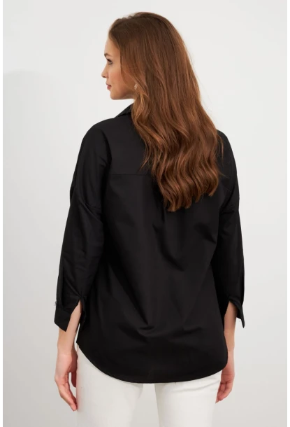 Kadın Siyah Nakışlı Gömlek DAF5017
