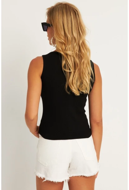 Kadın Siyah Nakışlı Kaşkorse Bluz MK17