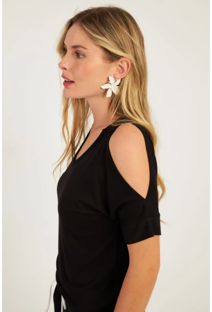 Kadın Siyah Omuzları Açık Bluz BR1329