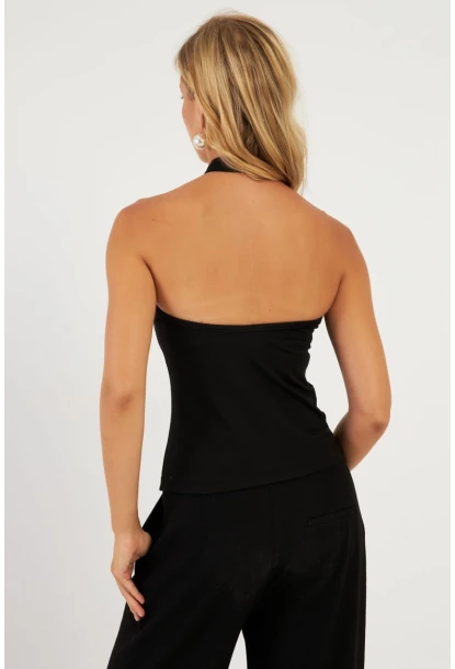 Kadın Siyah Önü Damla Bluz EY2848