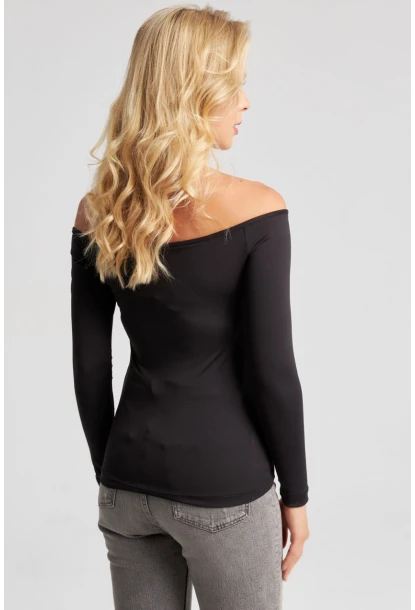 Kadın Siyah Önü Düğümlü Bluz EY2677