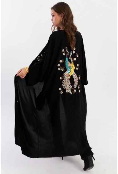 Kadın Siyah Payetli Salaş Maxi Elbise ALO130