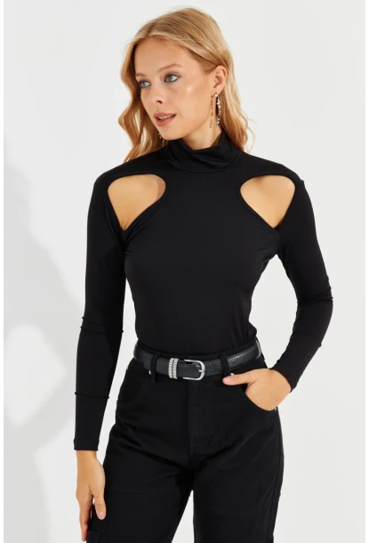 Kadın Siyah Pencereli Bluz MEN2014