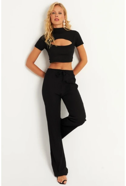 Kadın Siyah Pencereli Takım XL2017
